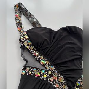 Elegant Black Evening Gown with Embellishments